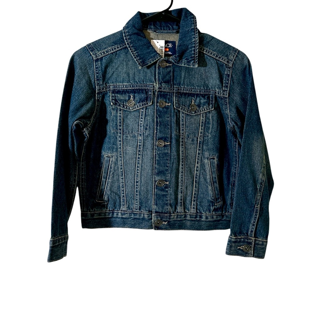 The Children’s Place Boy’s Dirty Denim Wash Jean Jacket Size M NWT